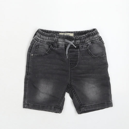 NEXT Boys Black Cotton Bermuda Shorts Size 2-3 Years Regular Drawstring
