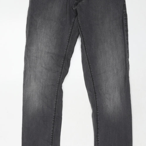 Marks and Spencer Mens Grey Cotton Skinny Jeans Size 28 in L31 in Slim Zip