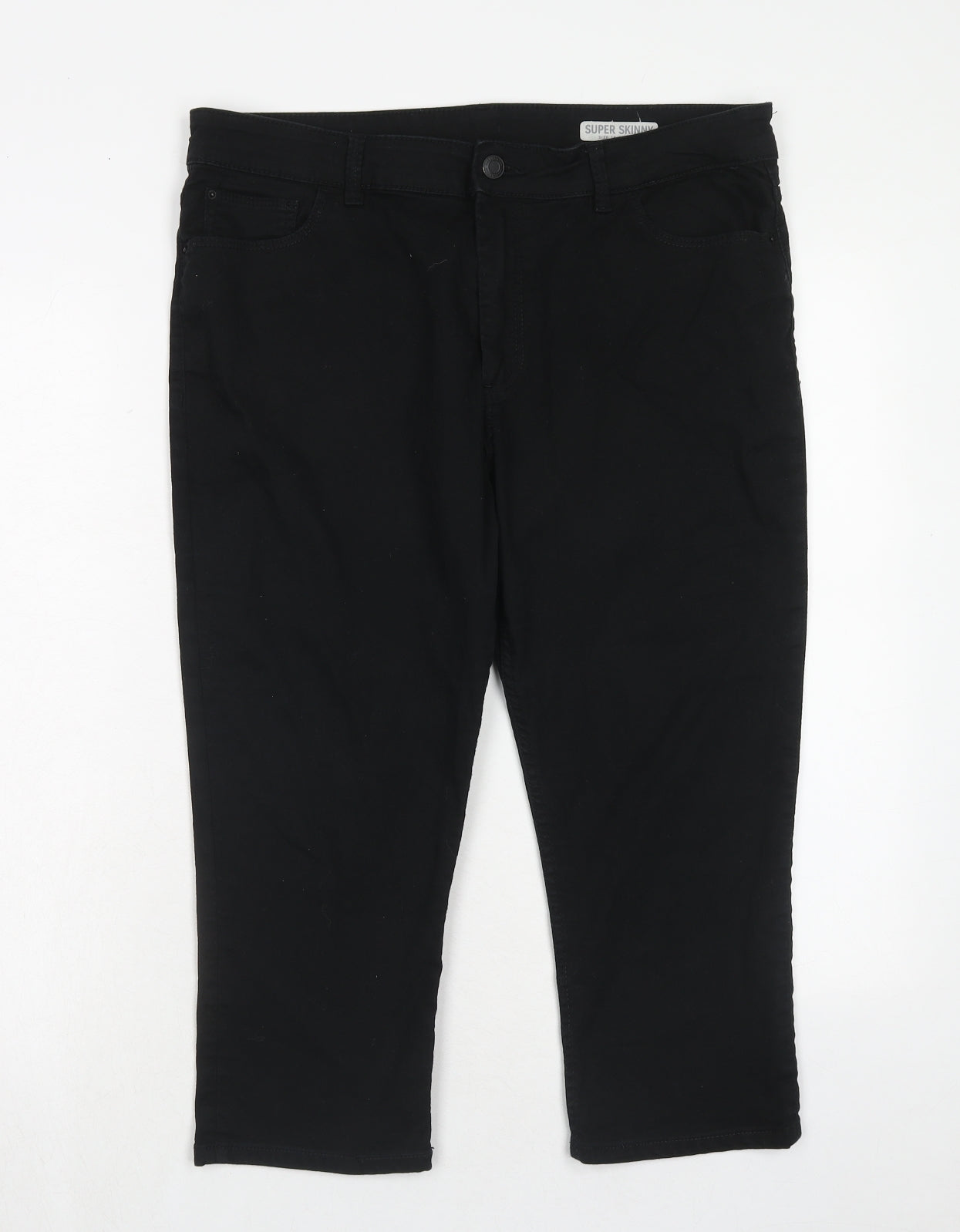 Marks and Spencer Womens Black Cotton Skinny Jeans Size 16 Regular Zip