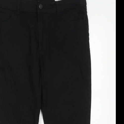 Marks and Spencer Womens Black Cotton Skinny Jeans Size 16 Regular Zip