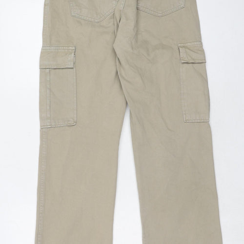 Stradivarius Womens Beige Cotton Straight Jeans Size 10 Regular Zip - Cargo