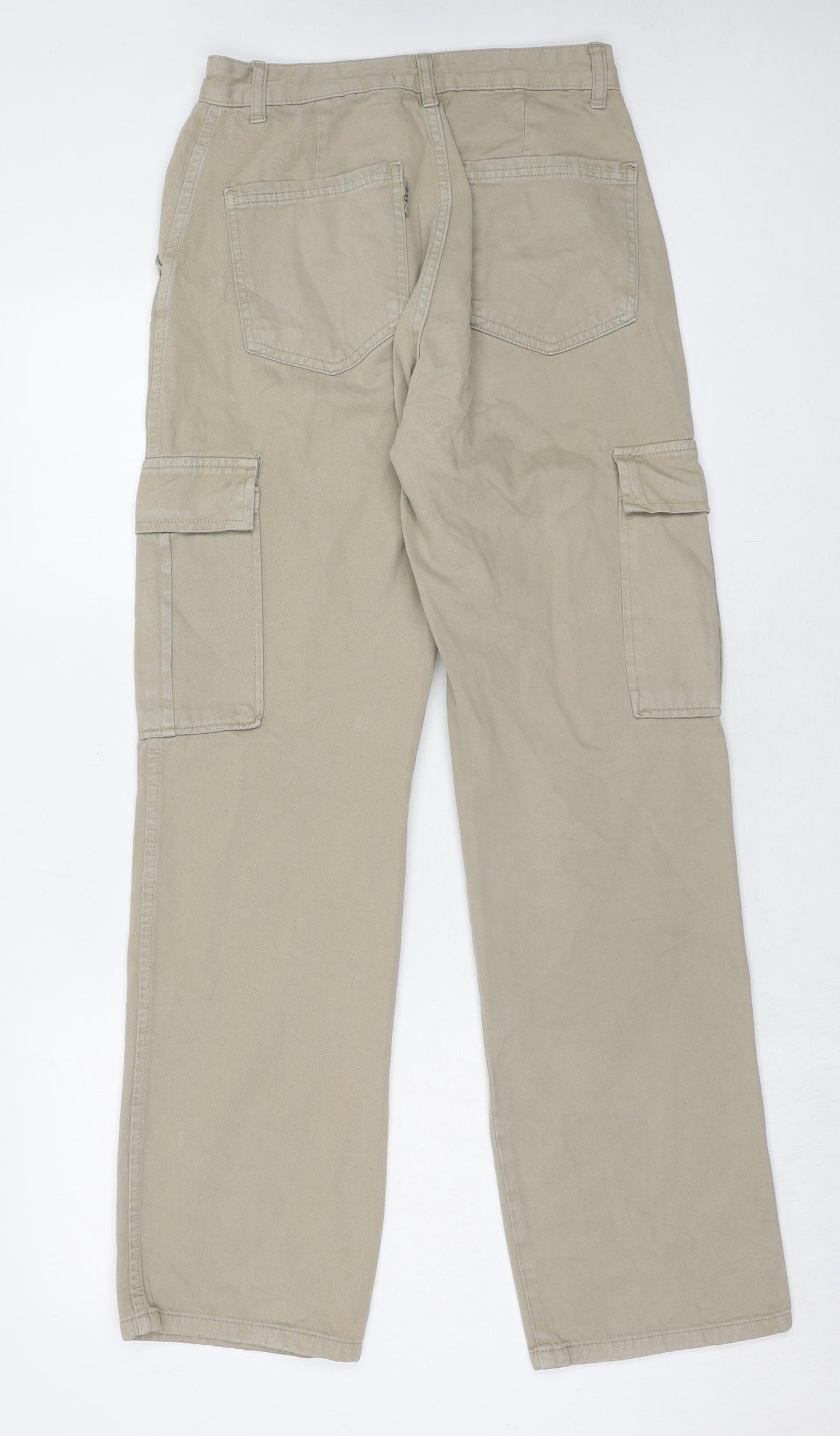 Stradivarius Womens Beige Cotton Straight Jeans Size 10 Regular Zip - Cargo