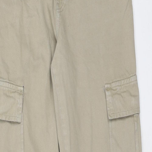 Stradivarius Womens Beige Cotton Straight Jeans Size 10 Regular Zip - Cargo