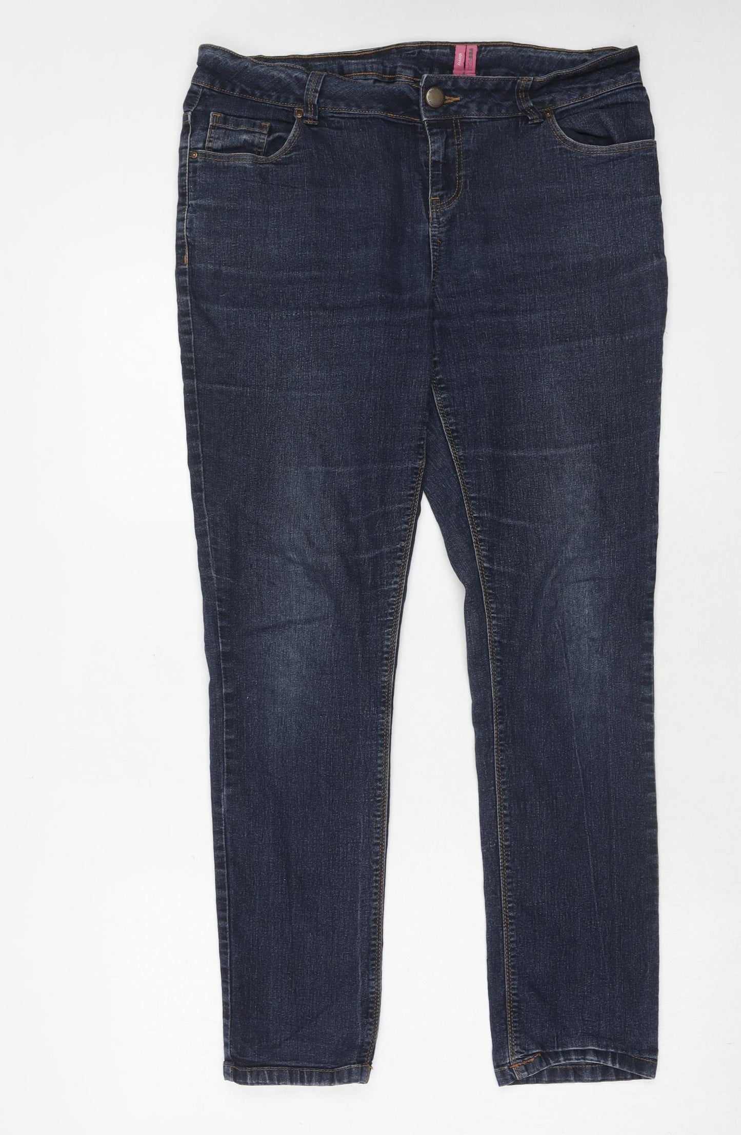 New Look Womens Blue Cotton Skinny Jeans Size 14 Regular Zip