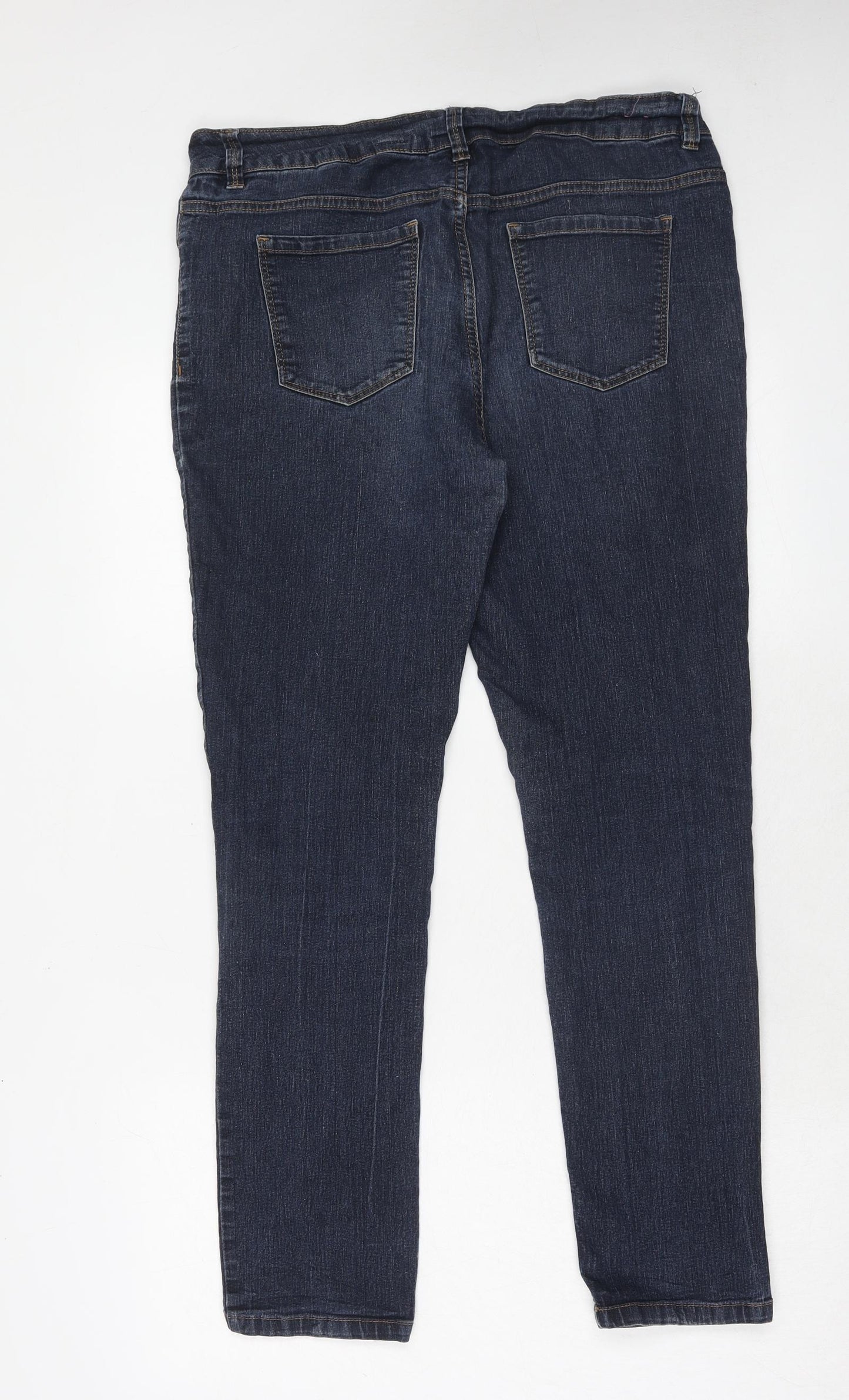 New Look Womens Blue Cotton Skinny Jeans Size 14 Regular Zip