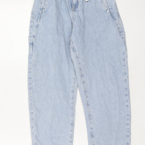 Zara Womens Blue Cotton Mom Jeans Size 4 Regular Zip