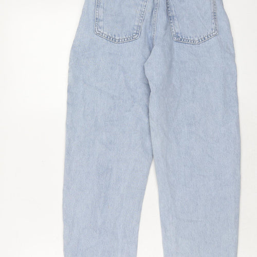 Zara Womens Blue Cotton Mom Jeans Size 4 Regular Zip