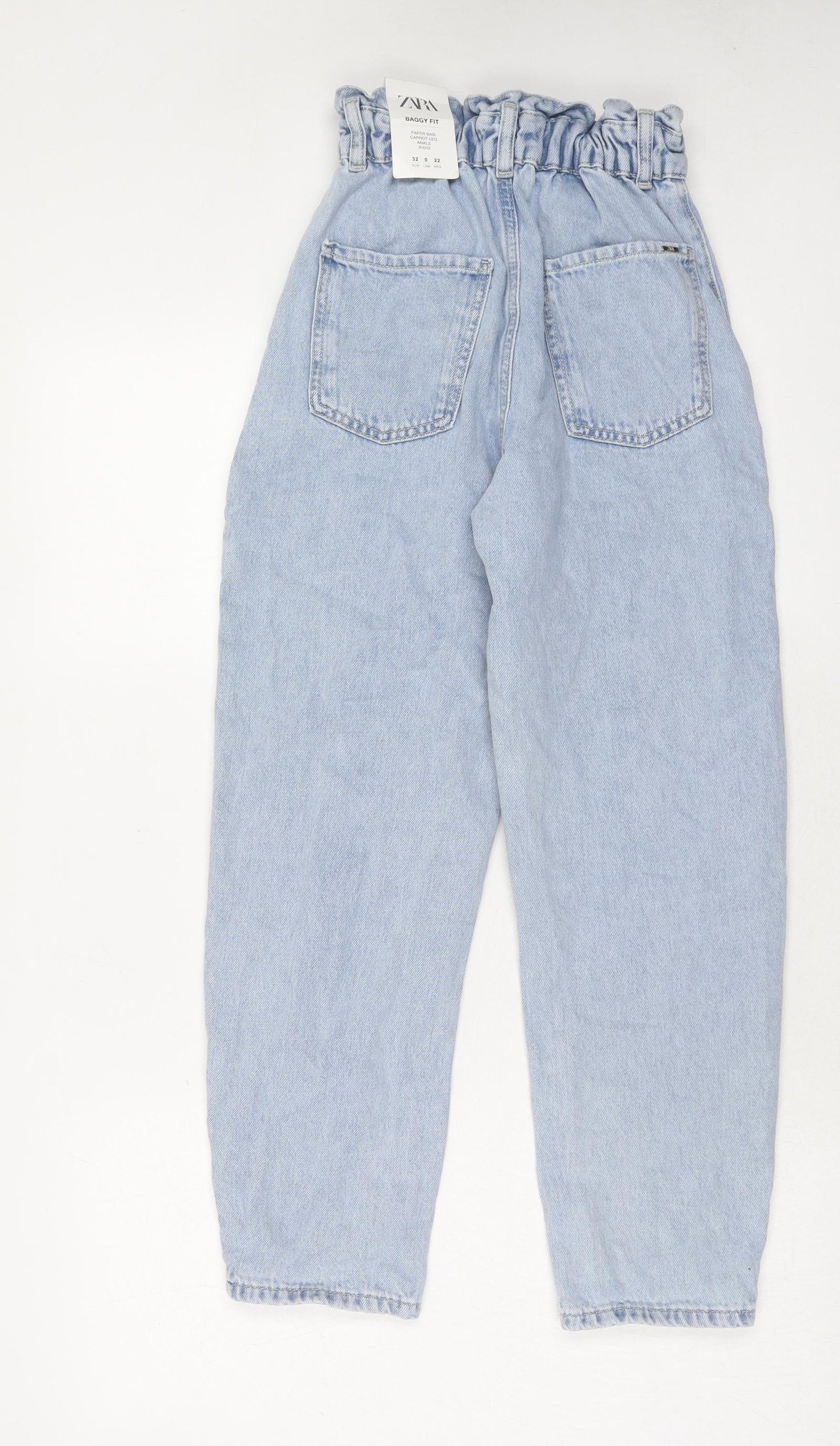 Zara Womens Blue Cotton Mom Jeans Size 4 Regular Zip