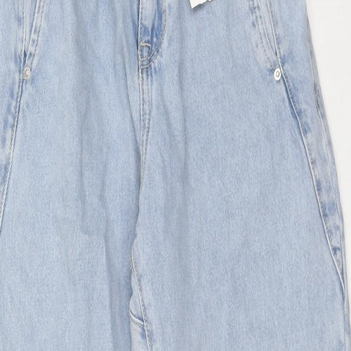 Zara Womens Blue Cotton Mom Jeans Size 4 Regular Zip