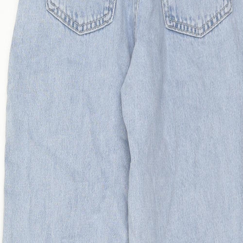 Zara Womens Blue Cotton Mom Jeans Size 4 Regular Zip