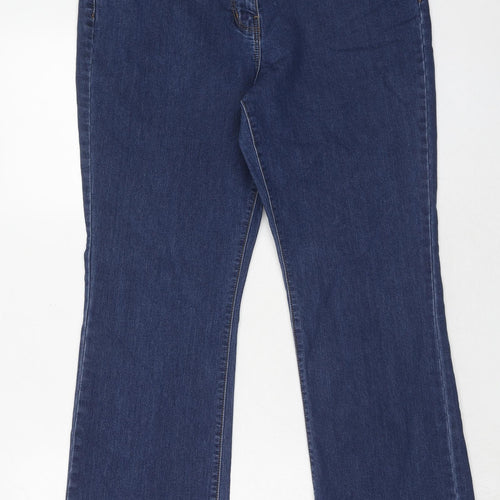 Bonmarché Womens Blue Cotton Bootcut Jeans Size 16 Regular Zip