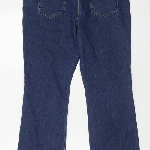 Bonmarché Womens Blue Cotton Bootcut Jeans Size 16 Regular Zip