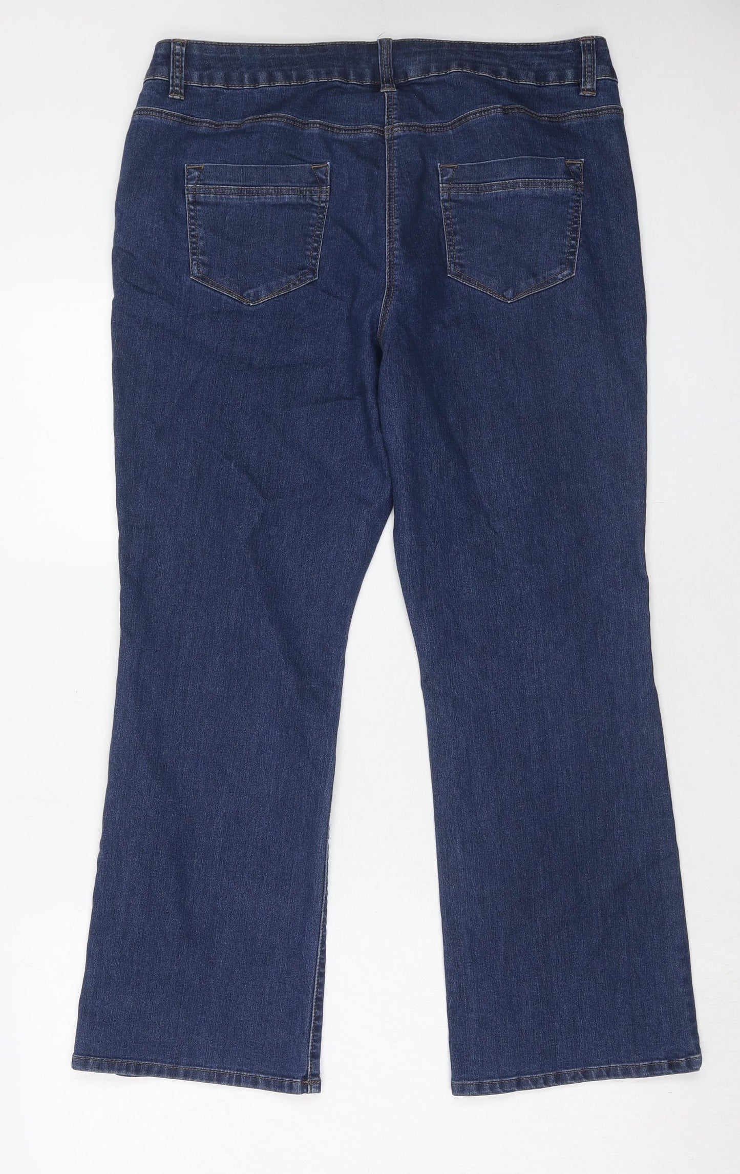 Bonmarché Womens Blue Cotton Bootcut Jeans Size 16 Regular Zip