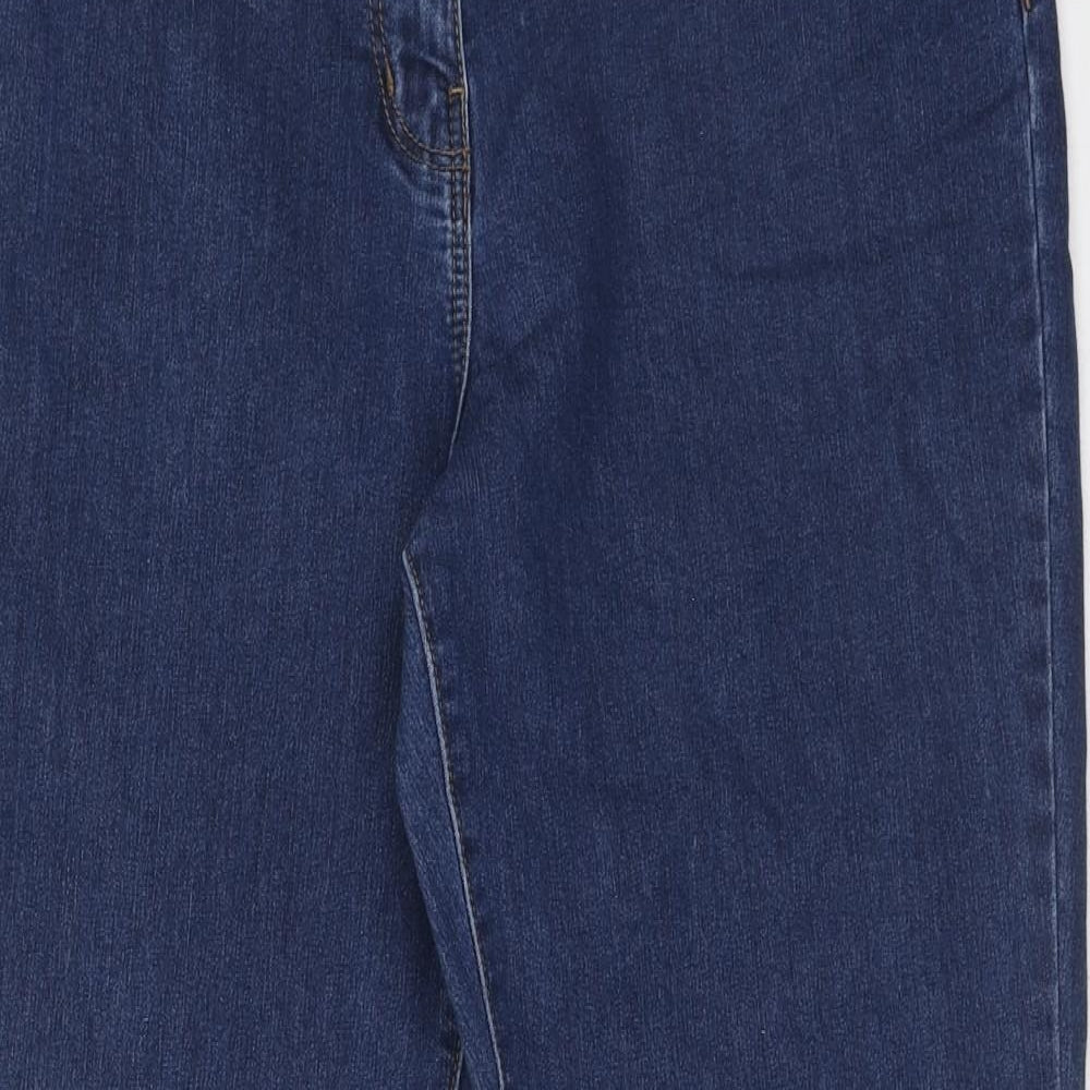 Bonmarché Womens Blue Cotton Bootcut Jeans Size 16 Regular Zip