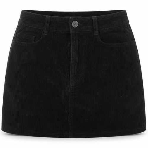 New Look Womens Black Cotton A-Line Skirt Size 8 Zip