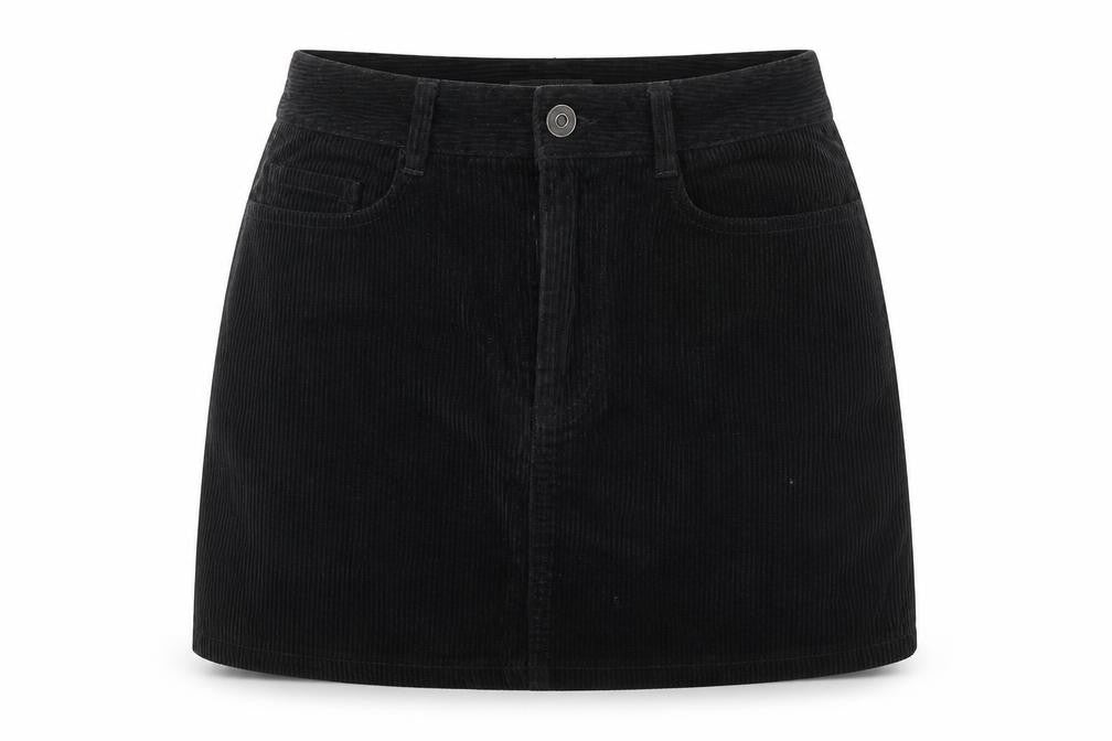 New Look Womens Black Cotton A-Line Skirt Size 8 Zip