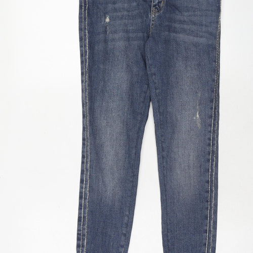 Zara Womens Blue Cotton Skinny Jeans Size 8 Regular Zip