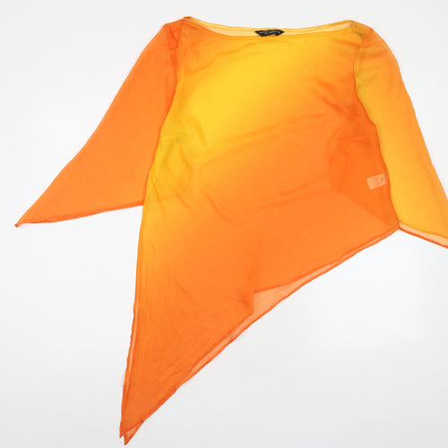 Dorothy Perkins Womens Orange Geometric Polyester Basic Blouse Size 18 Round Neck