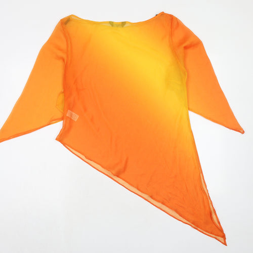 Dorothy Perkins Womens Orange Geometric Polyester Basic Blouse Size 18 Round Neck