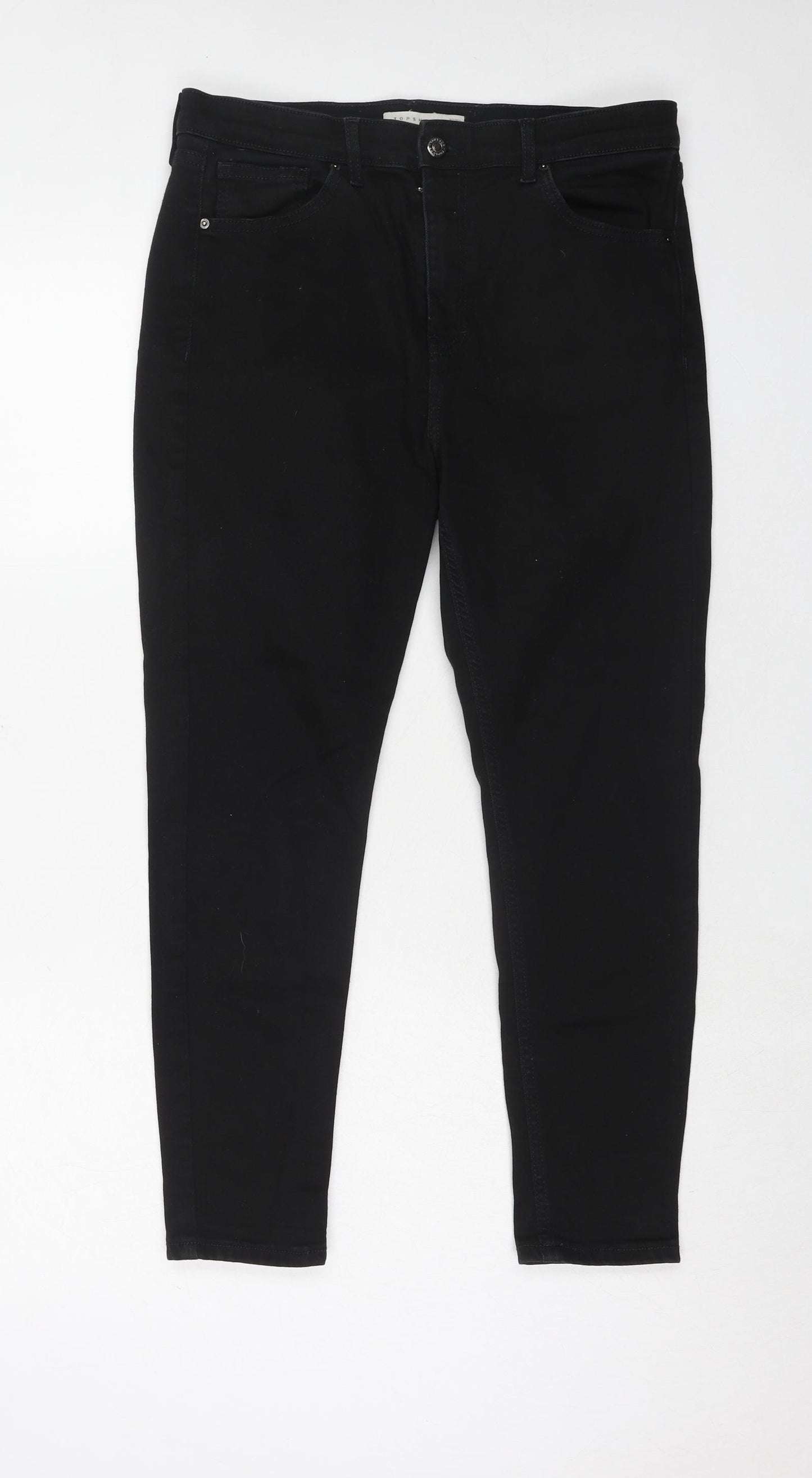 Topshop Womens Black Cotton Skinny Jeans Size 34 in L30 in Regular Zip