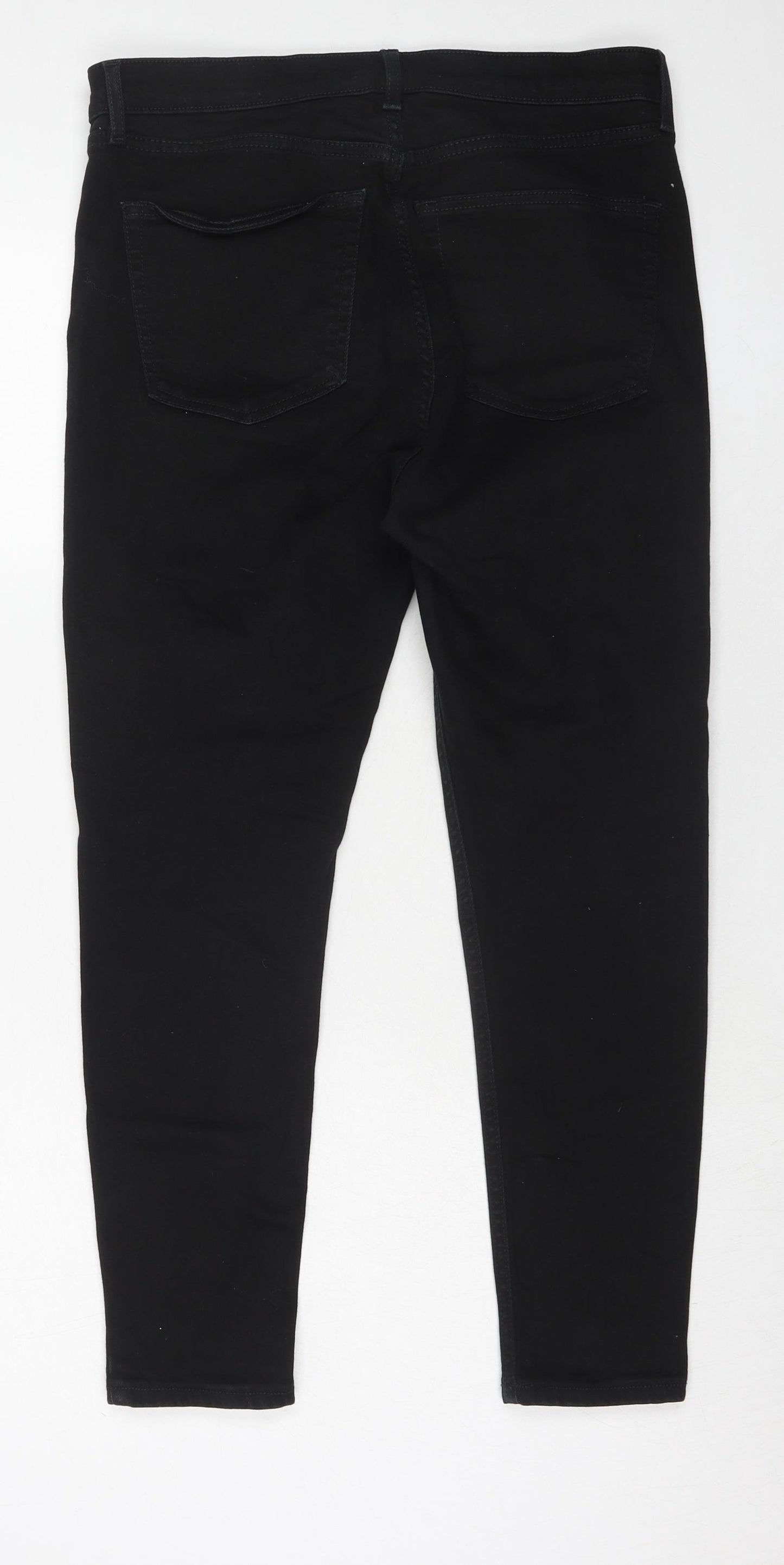 Topshop Womens Black Cotton Skinny Jeans Size 34 in L30 in Regular Zip