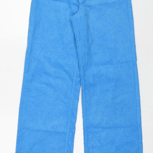 Monki Womens Blue Cotton Trousers Size 6 Regular Zip