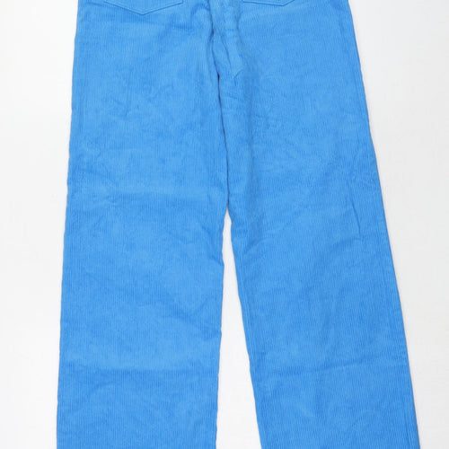 Monki Womens Blue Cotton Trousers Size 6 Regular Zip