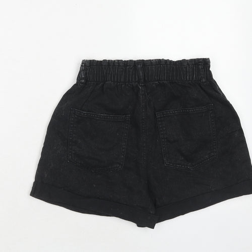 H&M Girls Black Cotton Boyfriend Shorts Size 14-15 Years Regular Zip