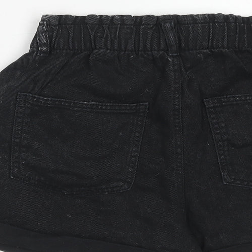 H&M Girls Black Cotton Boyfriend Shorts Size 14-15 Years Regular Zip