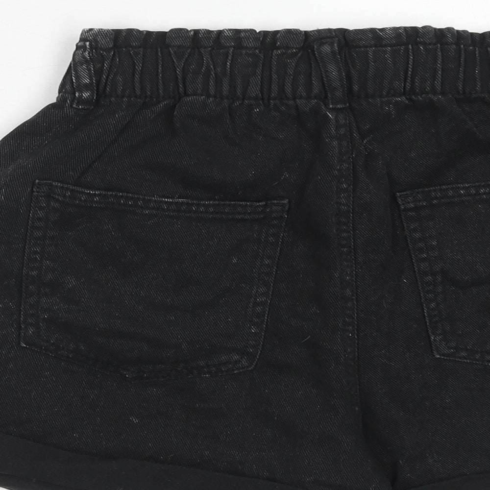 H&M Girls Black Cotton Boyfriend Shorts Size 14-15 Years Regular Zip