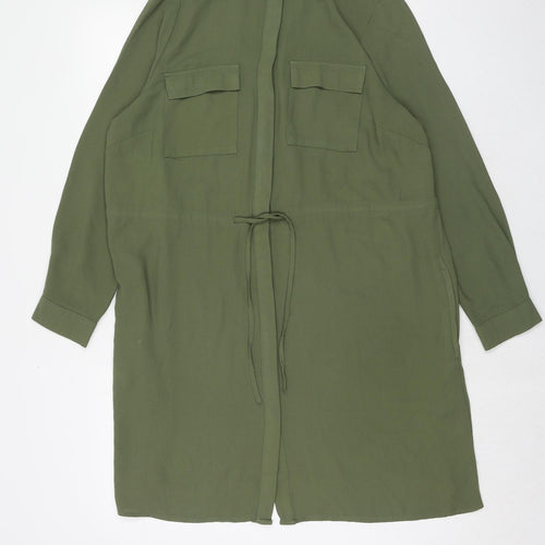 New Look Womens Green Polyester Shirt Dress Size 18 Collared Button