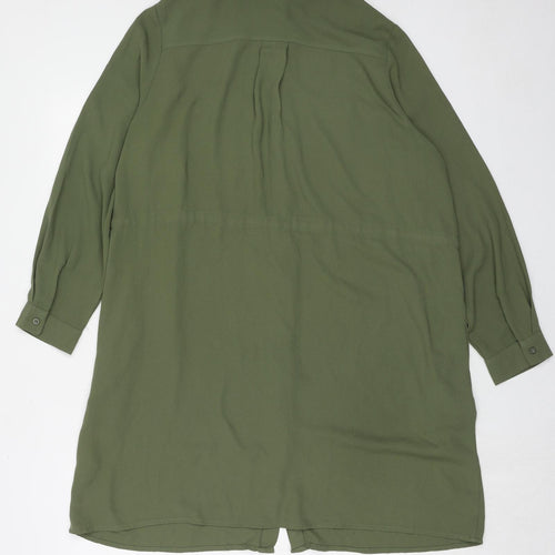New Look Womens Green Polyester Shirt Dress Size 18 Collared Button