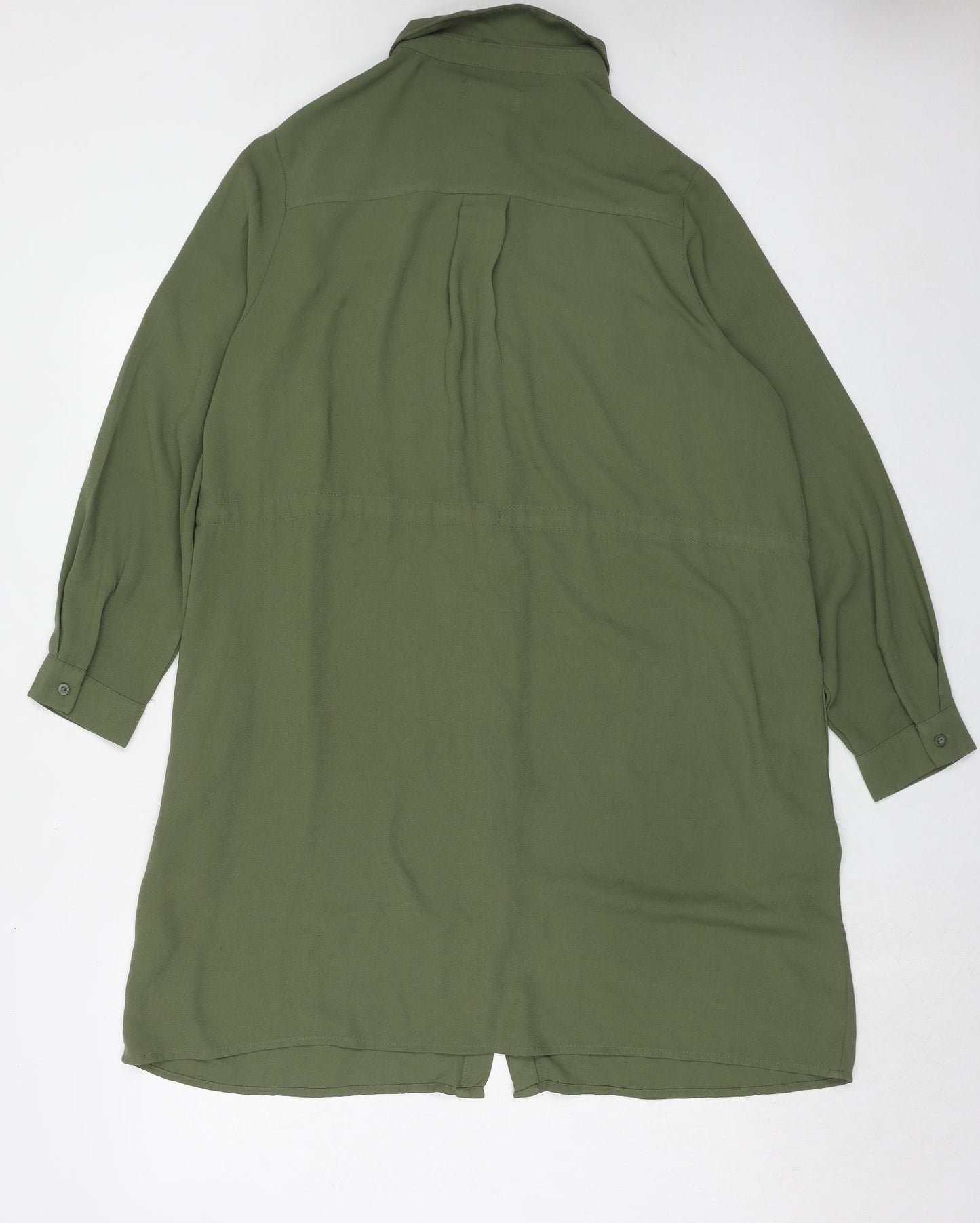 New Look Womens Green Polyester Shirt Dress Size 18 Collared Button