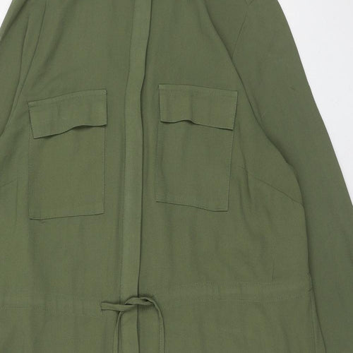 New Look Womens Green Polyester Shirt Dress Size 18 Collared Button
