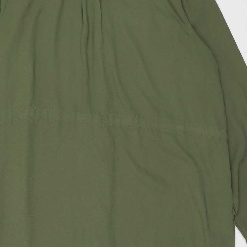 New Look Womens Green Polyester Shirt Dress Size 18 Collared Button