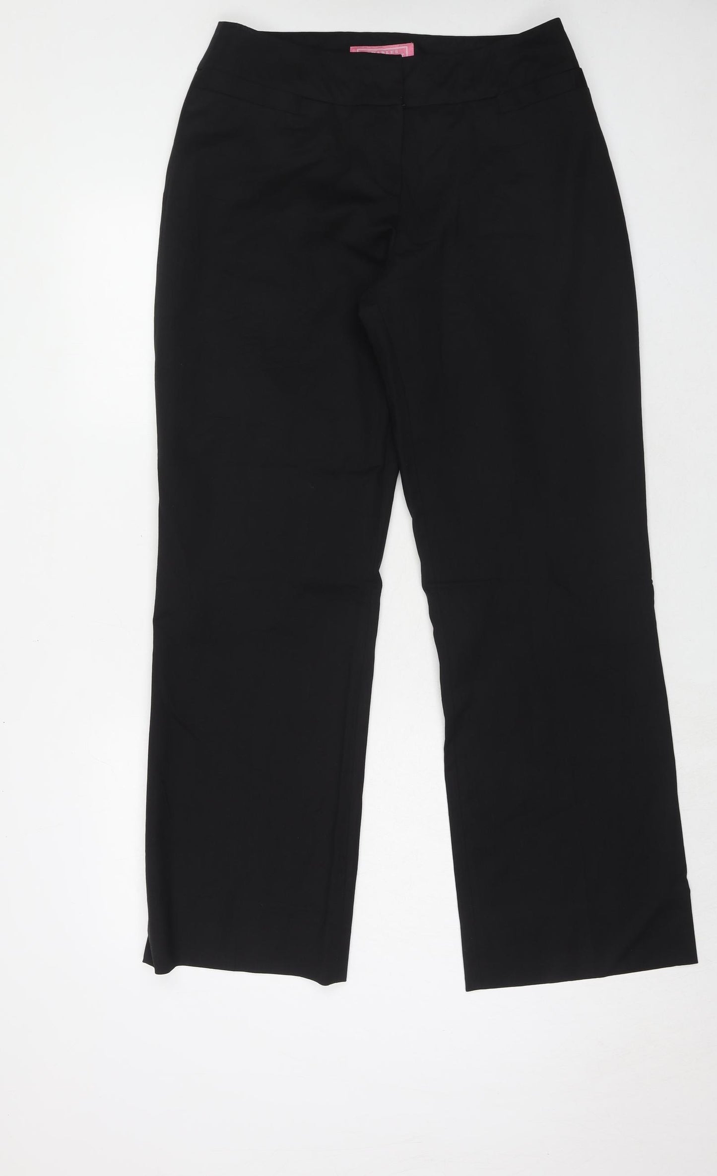 Charles Tyrwhitt Womens Black Wool Trousers Size 14 Regular Hook & Eye