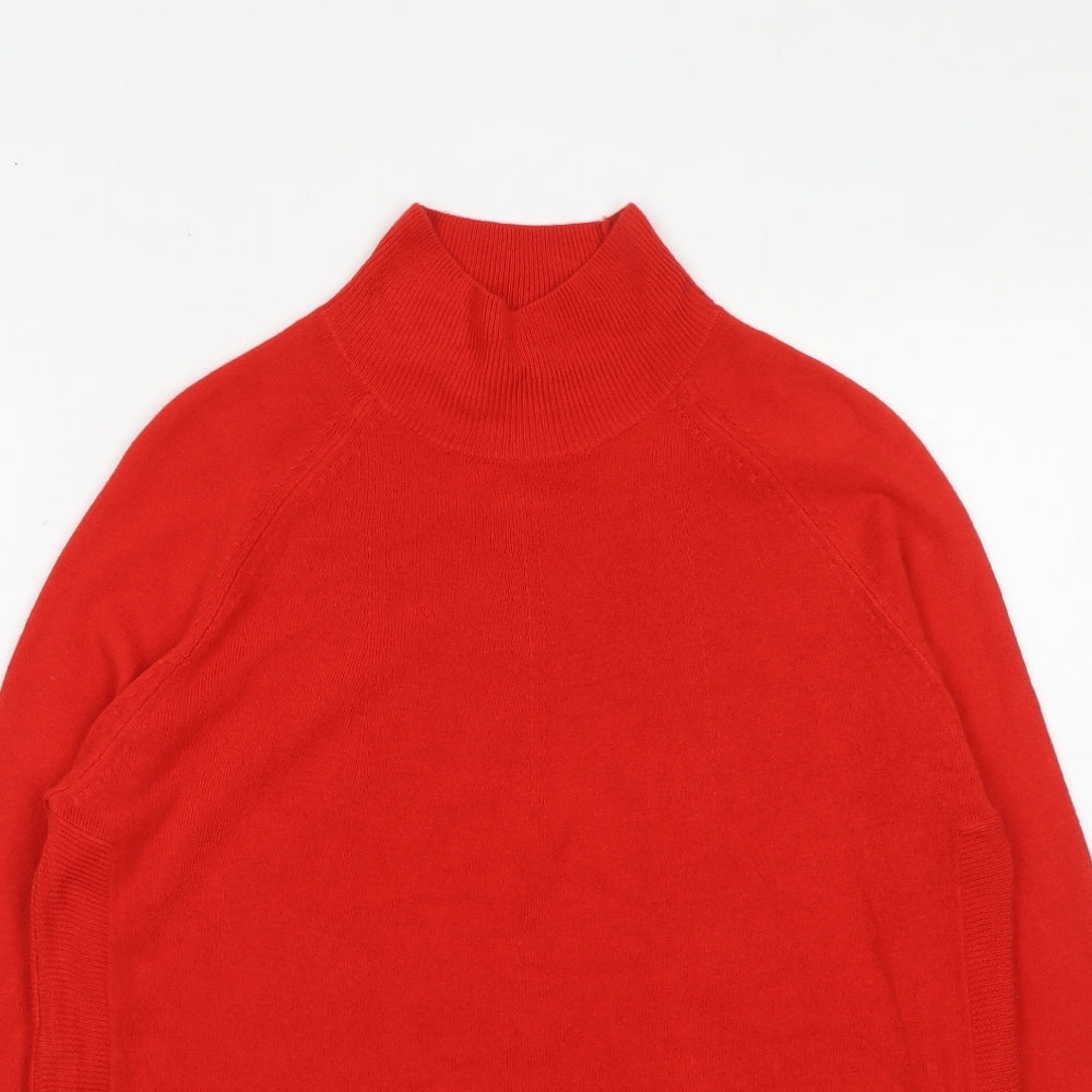Marks and Spencer Womens Red High Neck Acrylic Pullover Jumper Size S