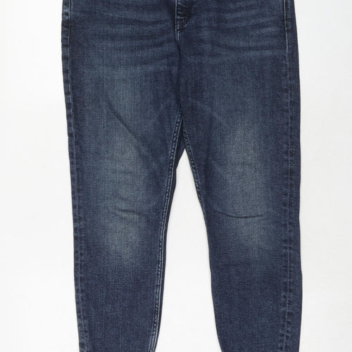 Topshop Womens Blue Cotton Skinny Jeans Size 28 in L30 in Regular Zip