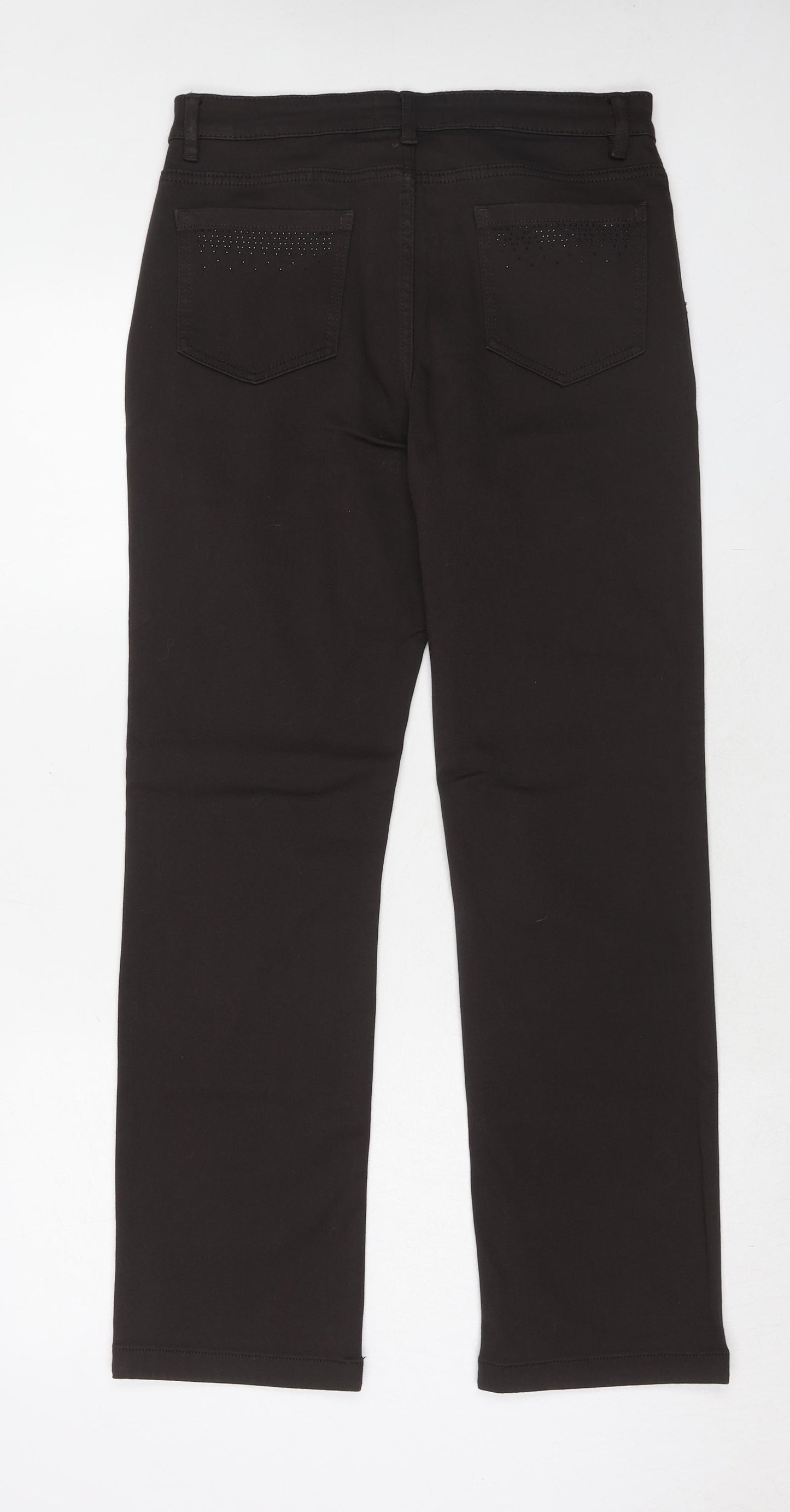 Marks and Spencer Womens Brown Cotton Straight Jeans Size 30 in Regular Zip
