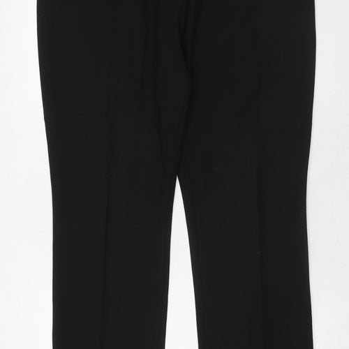 CC Womens Black Polyester Chino Trousers Size 16 Regular Hook & Eye