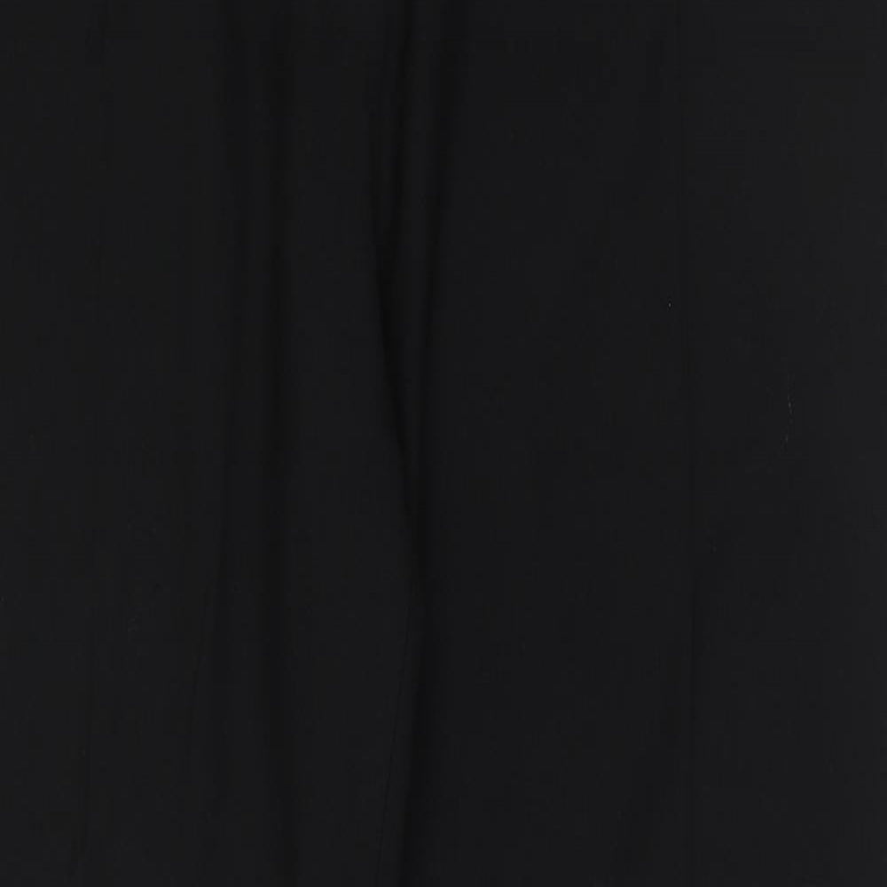 CC Womens Black Polyester Chino Trousers Size 16 Regular Hook & Eye