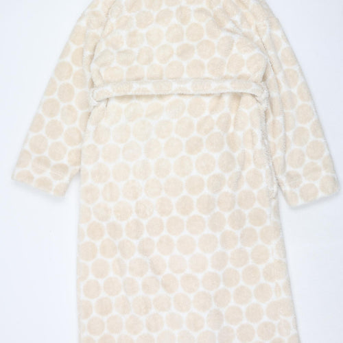 Marks and Spencer Womens Beige Geometric Polyester Kimono Robe Size 12 Tie