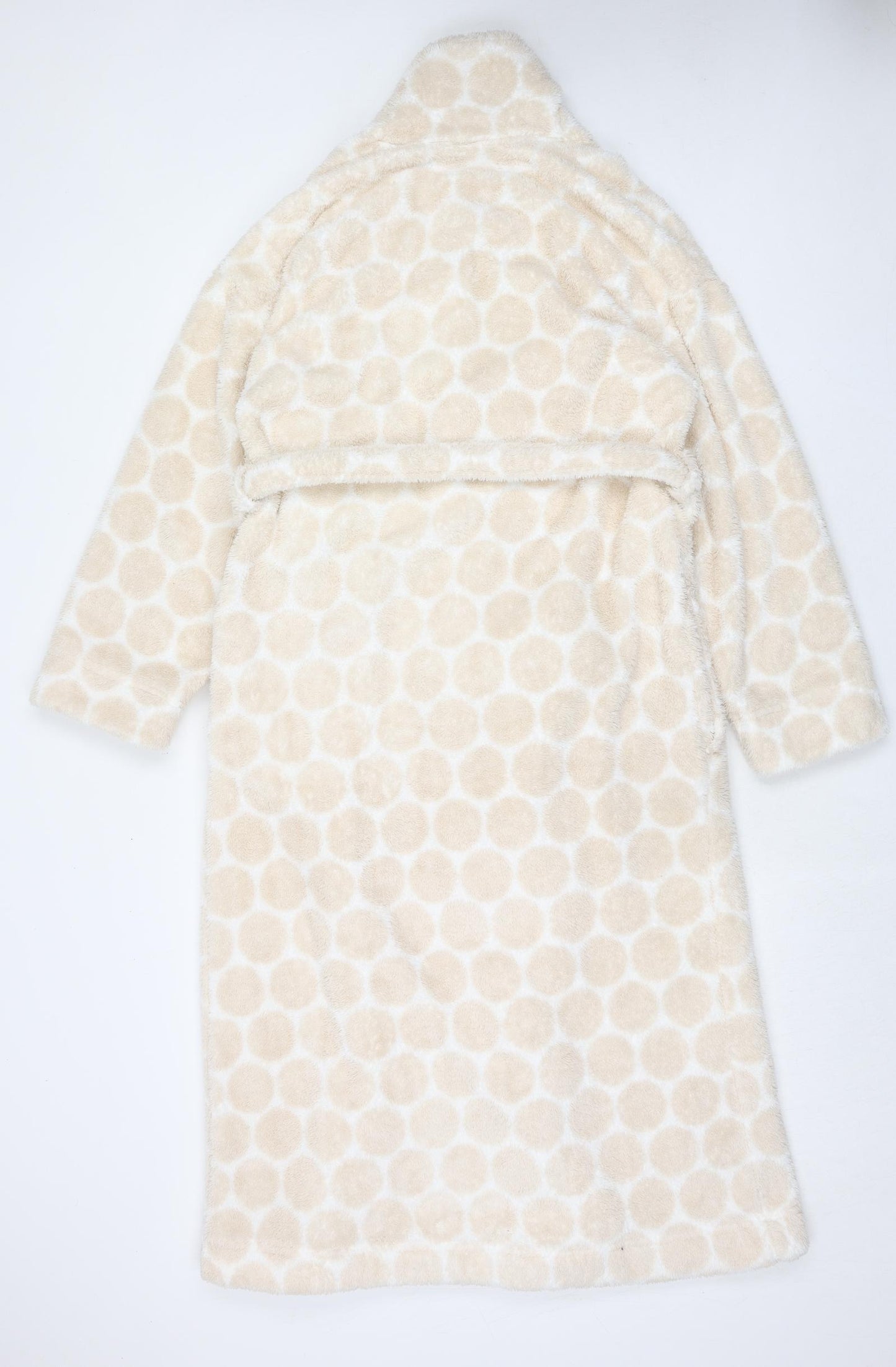 Marks and Spencer Womens Beige Geometric Polyester Kimono Robe Size 12 Tie