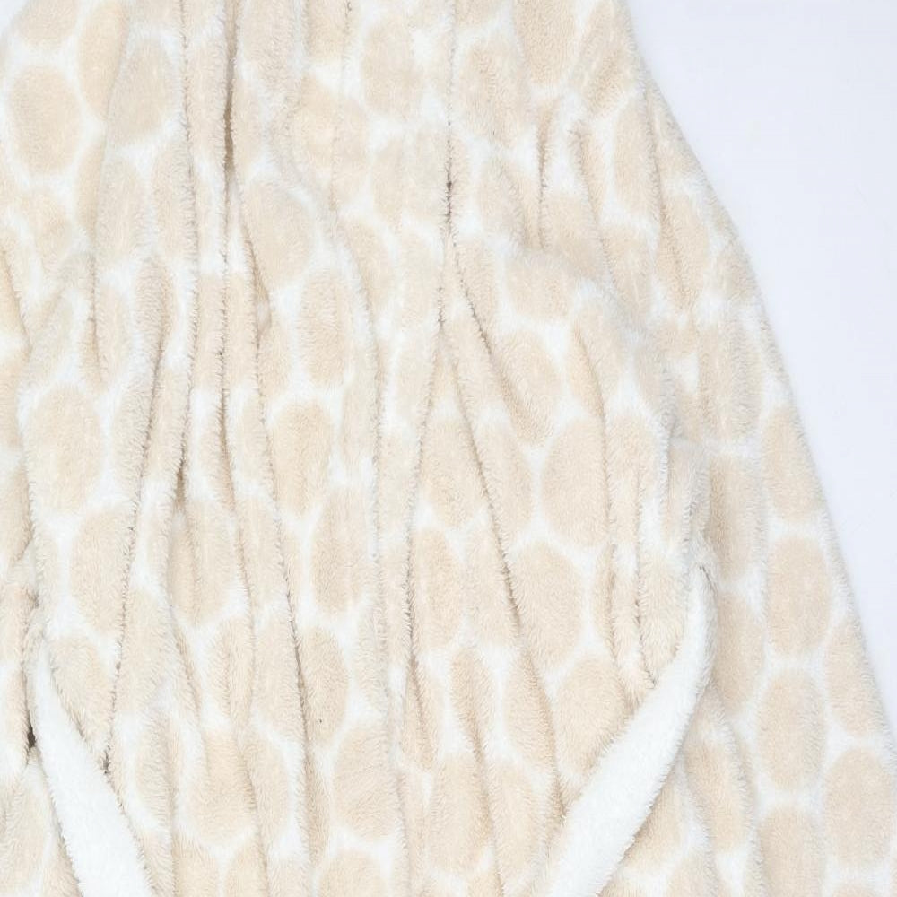 Marks and Spencer Womens Beige Geometric Polyester Kimono Robe Size 12 Tie