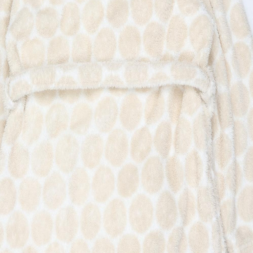 Marks and Spencer Womens Beige Geometric Polyester Kimono Robe Size 12 Tie