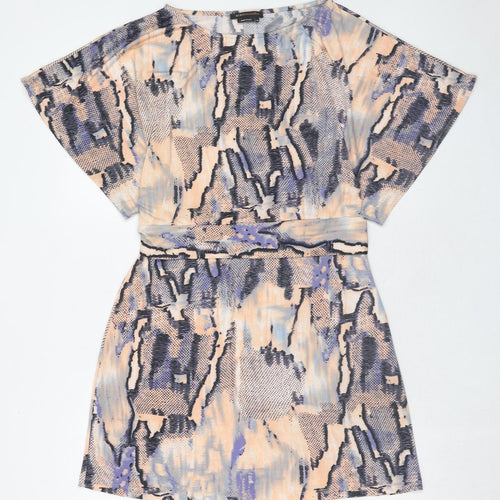 BCBGMAXAZRIA Womens Multicoloured Geometric Polyester T-Shirt Dress Size XS Round Neck Pullover