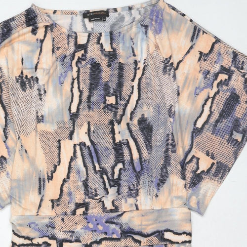 BCBGMAXAZRIA Womens Multicoloured Geometric Polyester T-Shirt Dress Size XS Round Neck Pullover