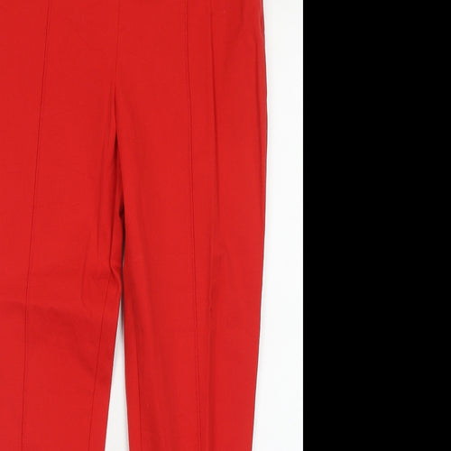 Marks and Spencer Womens Red Cotton Trousers Size 12 Regular Zip