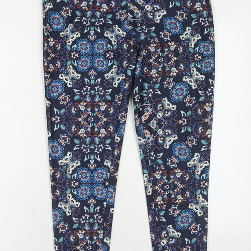 New Look Womens Blue Geometric Polyester Trousers Size 12 Regular Hook & Eye
