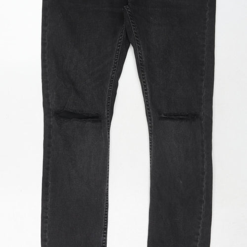 Topman Mens Black Cotton Skinny Jeans Size 30 in L30 in Regular Button